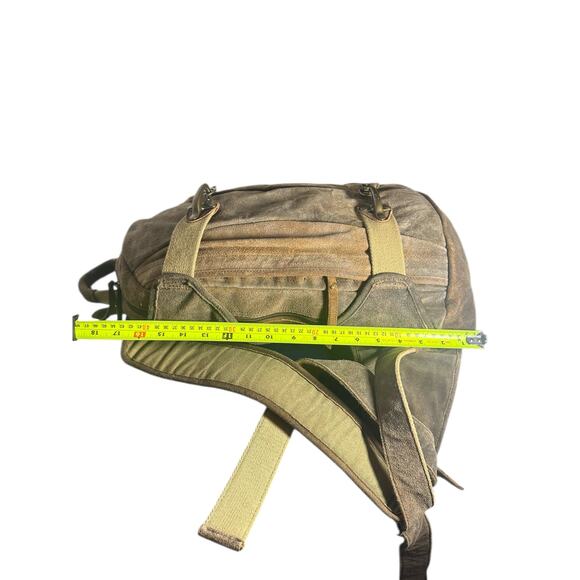 Wilsons Leather M. Julian Suede Backpack Tan Distressed Brass Buckle rare unique main image 14